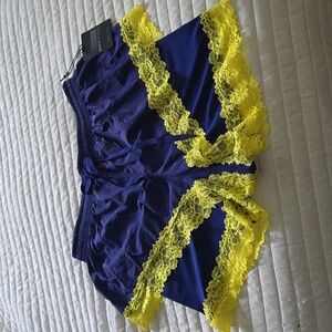 FENTY BY RIHANNA LACE TRACK SHORTS nwt blue and yellow SAVAGE X FENTY